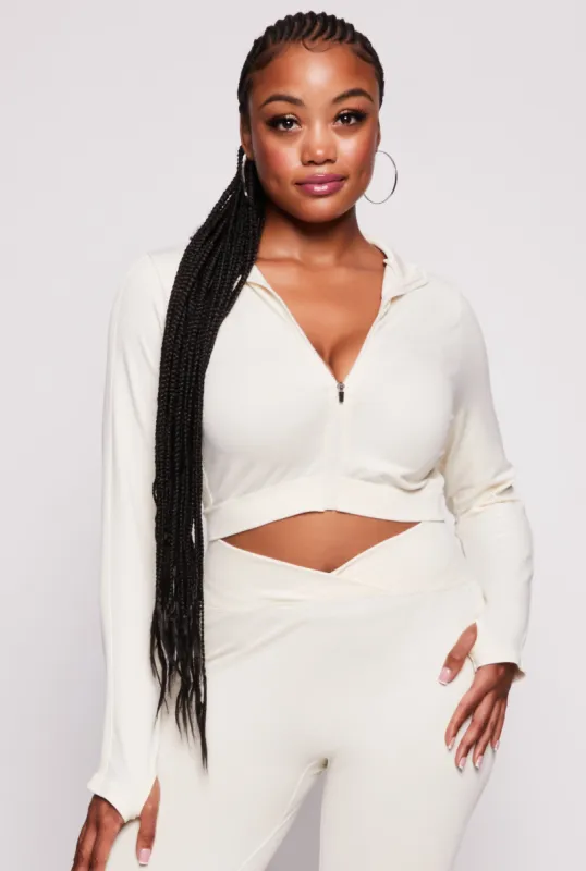 Plus Size Seamless Zip Front Cropped Track Jacket sold by Rainbow
