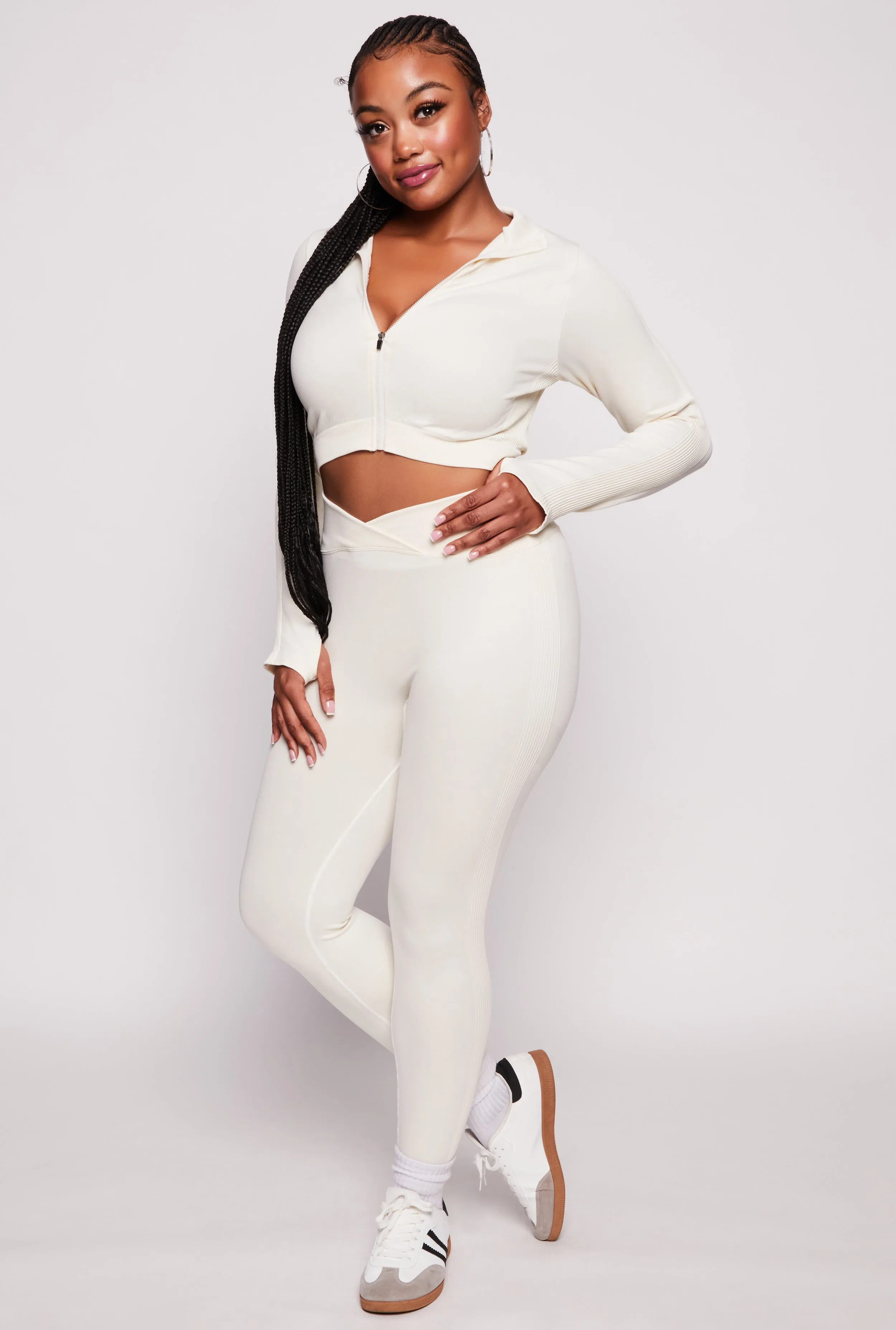 Plus Size Seamless Zip Front Cropped Track Jacket sold by Rainbow product image thumbnail 2