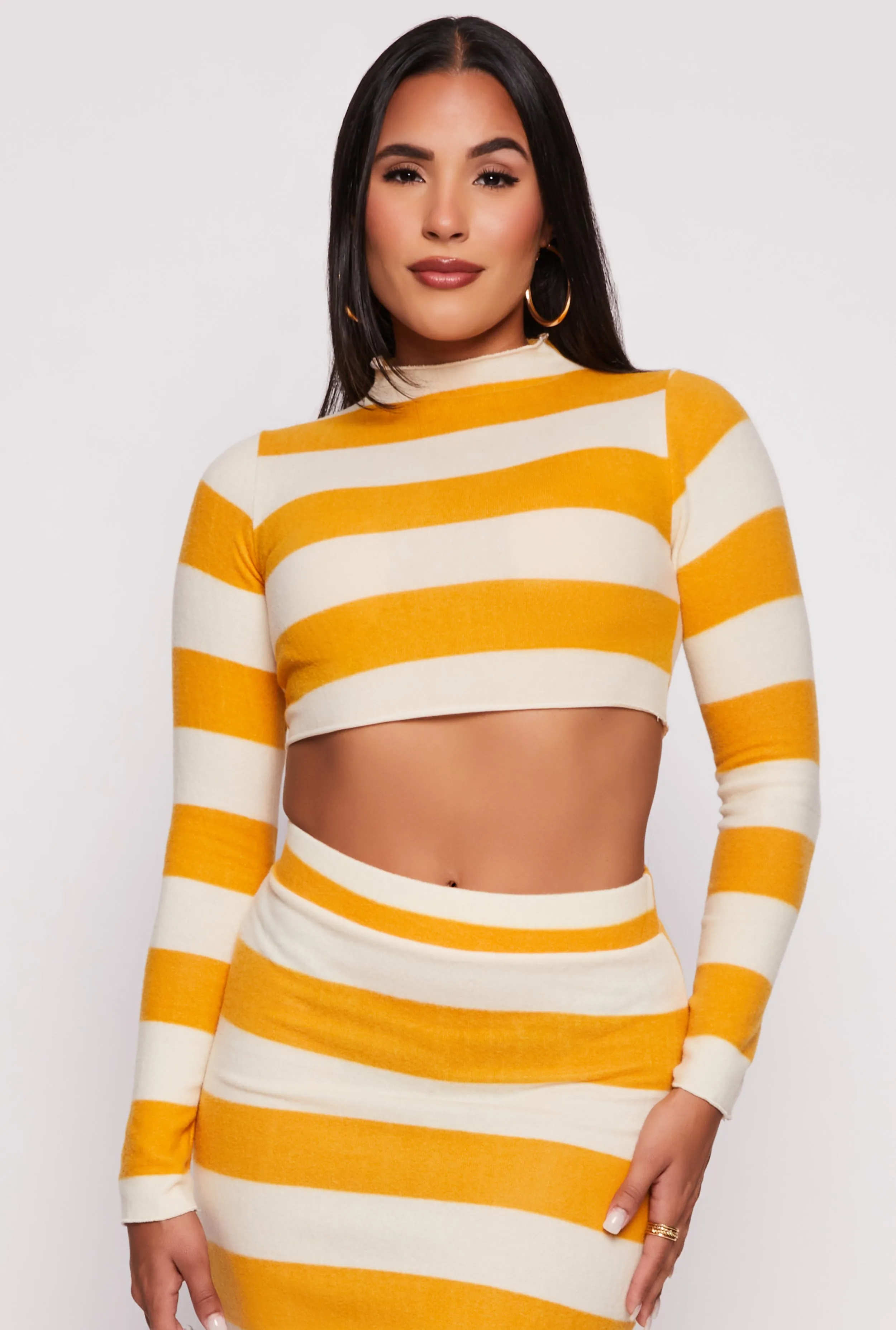 Brush Knit Striped Crop Top sold by Rainbow