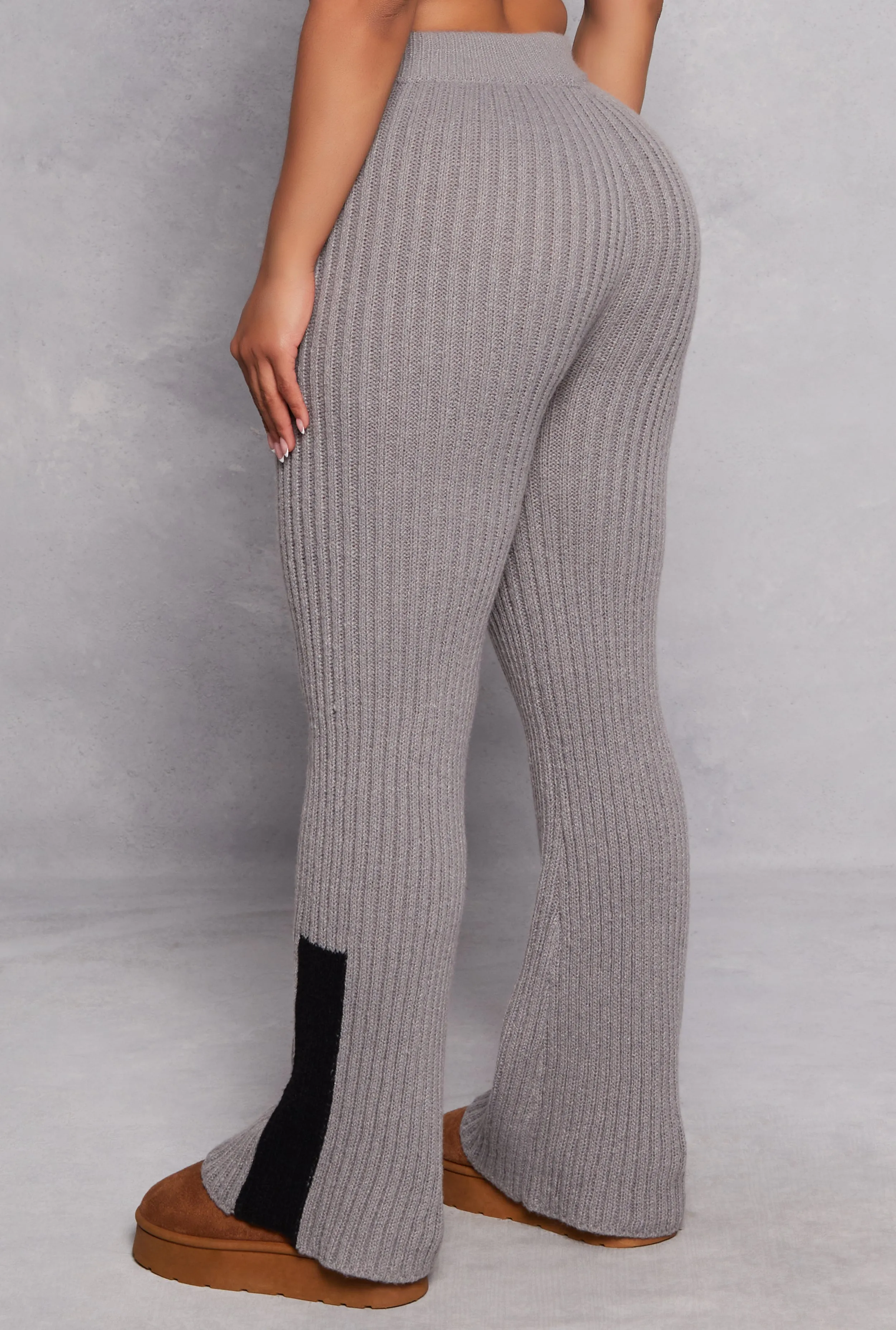 Knit Contrast Stripe High Waist Flare Pants sold by Rainbow product image thumbnail 3