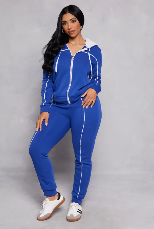 Fleece Contrast Pintuck Joggers sold by Rainbow