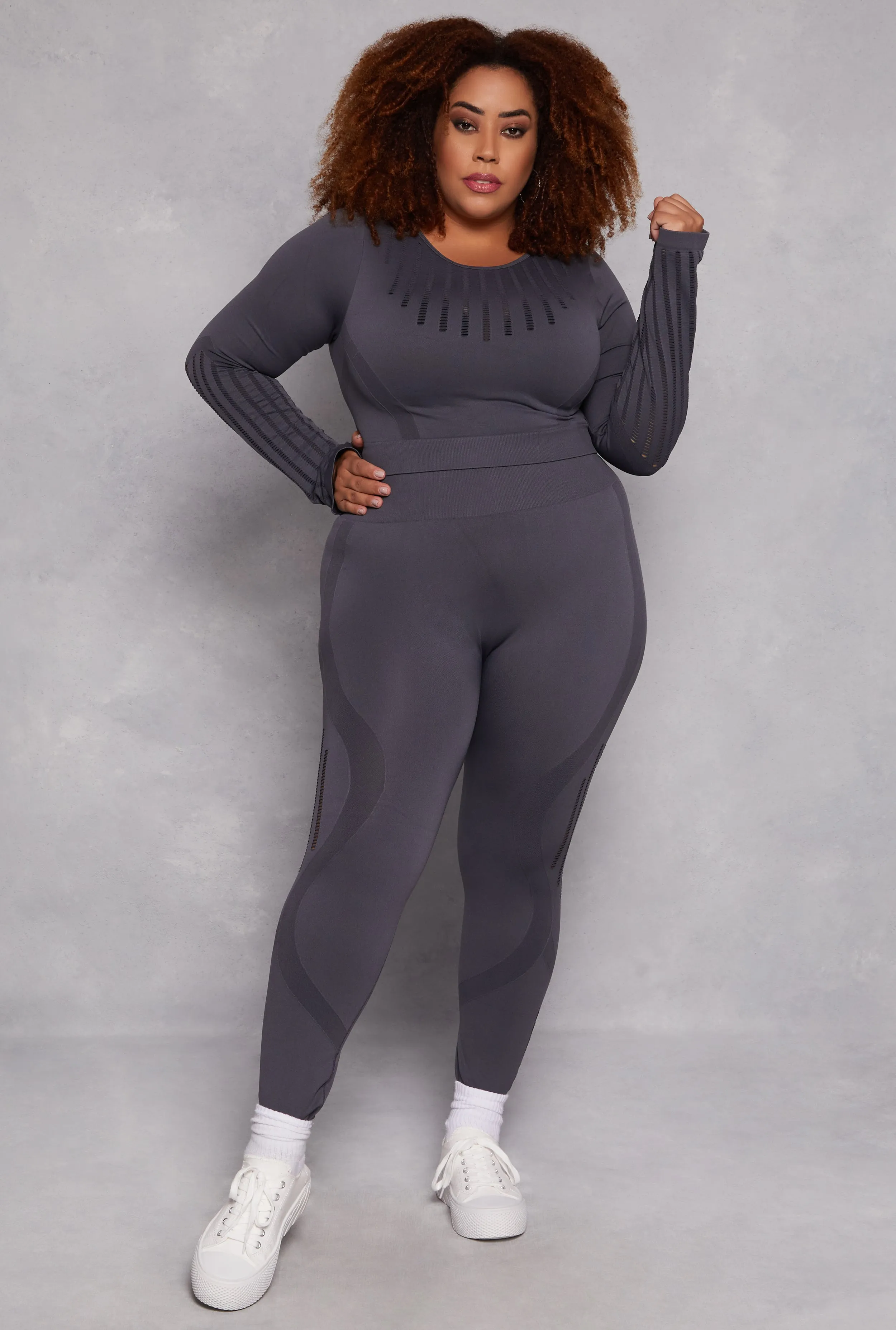 Plus Size Seamless Laser Cut Active Top sold by Rainbow product image thumbnail 2