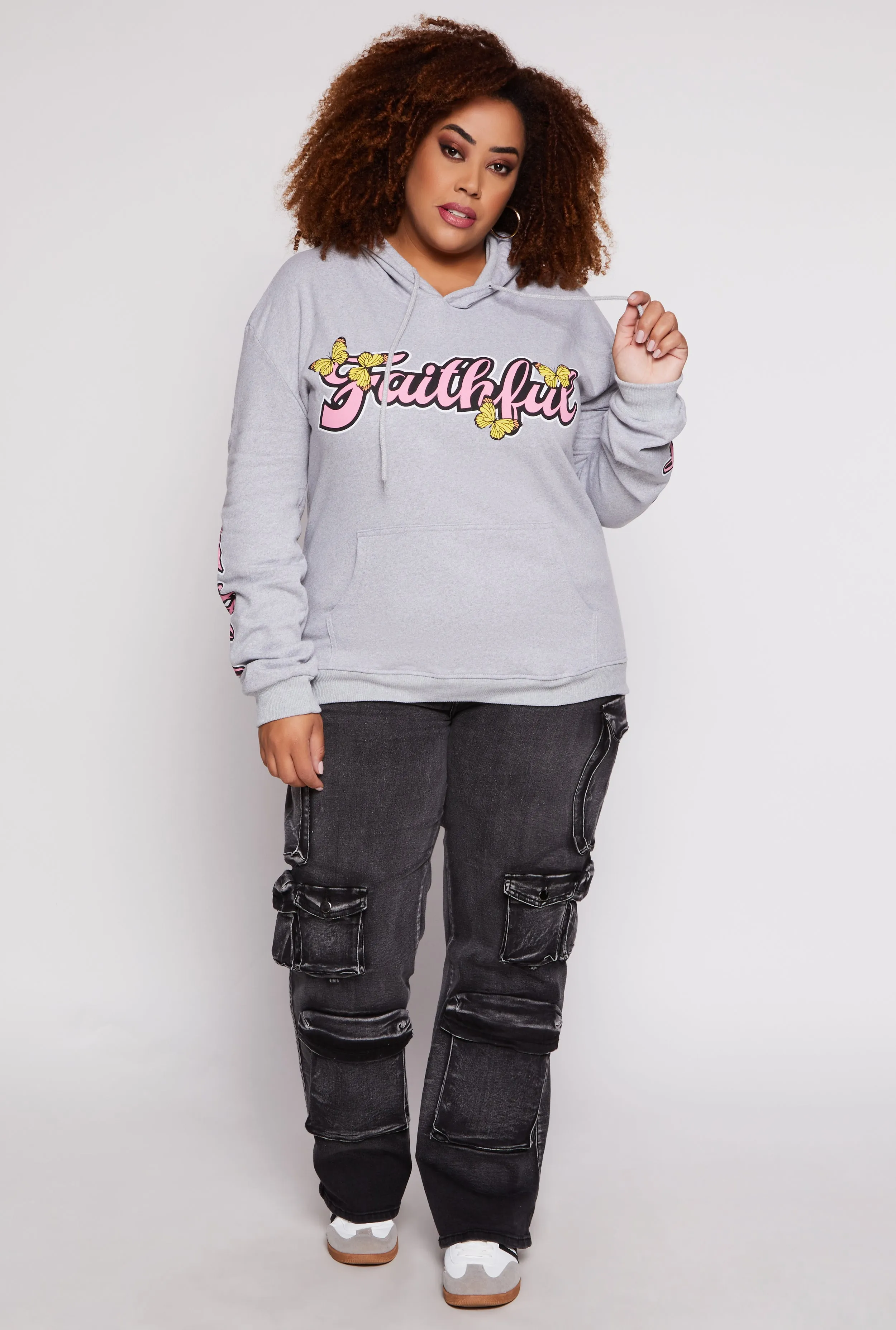 Plus Size Faithful Butterfly Graphic Pullover Hoodie sold by Rainbow product image thumbnail 2