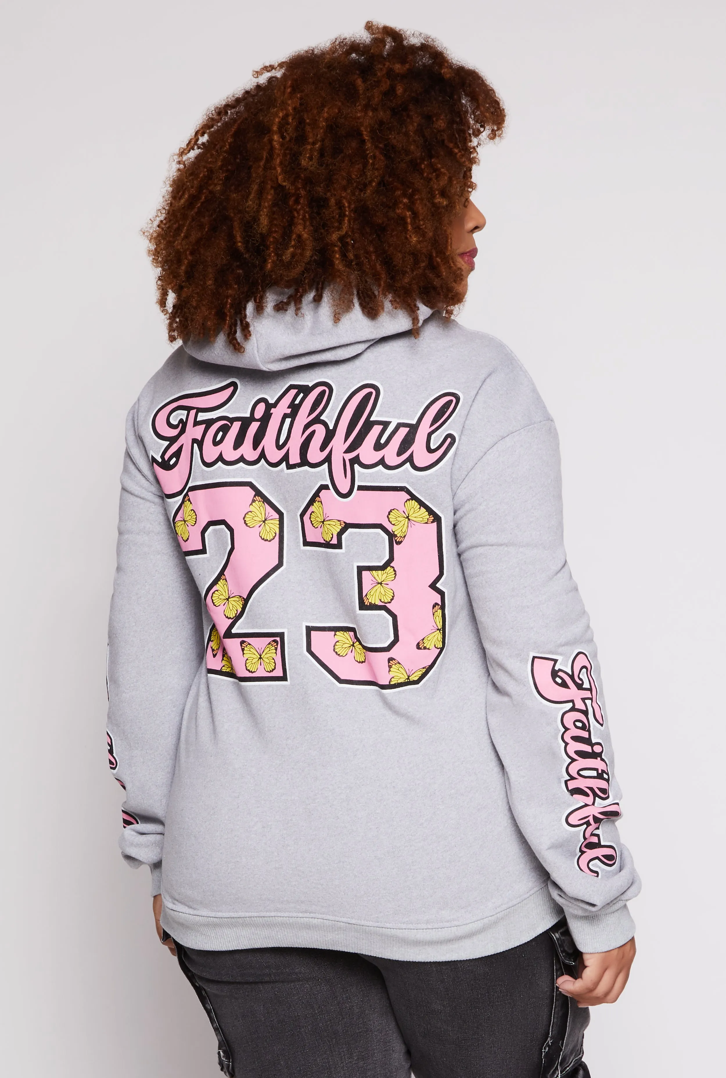 Plus Size Faithful Butterfly Graphic Pullover Hoodie sold by Rainbow product image thumbnail 3