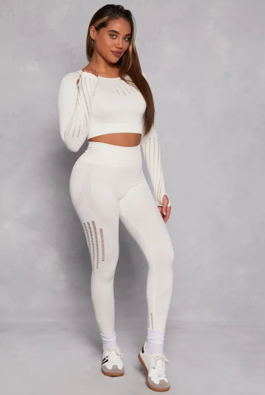 Seamless Laser Cut High Waist Leggings sold by Rainbow