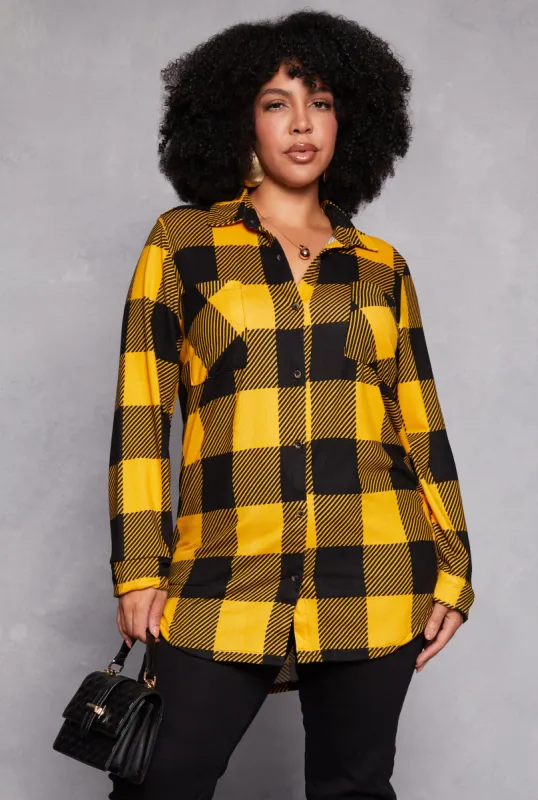 Plus Size Buffalo Plaid Tunic Shirt made by Rainbow