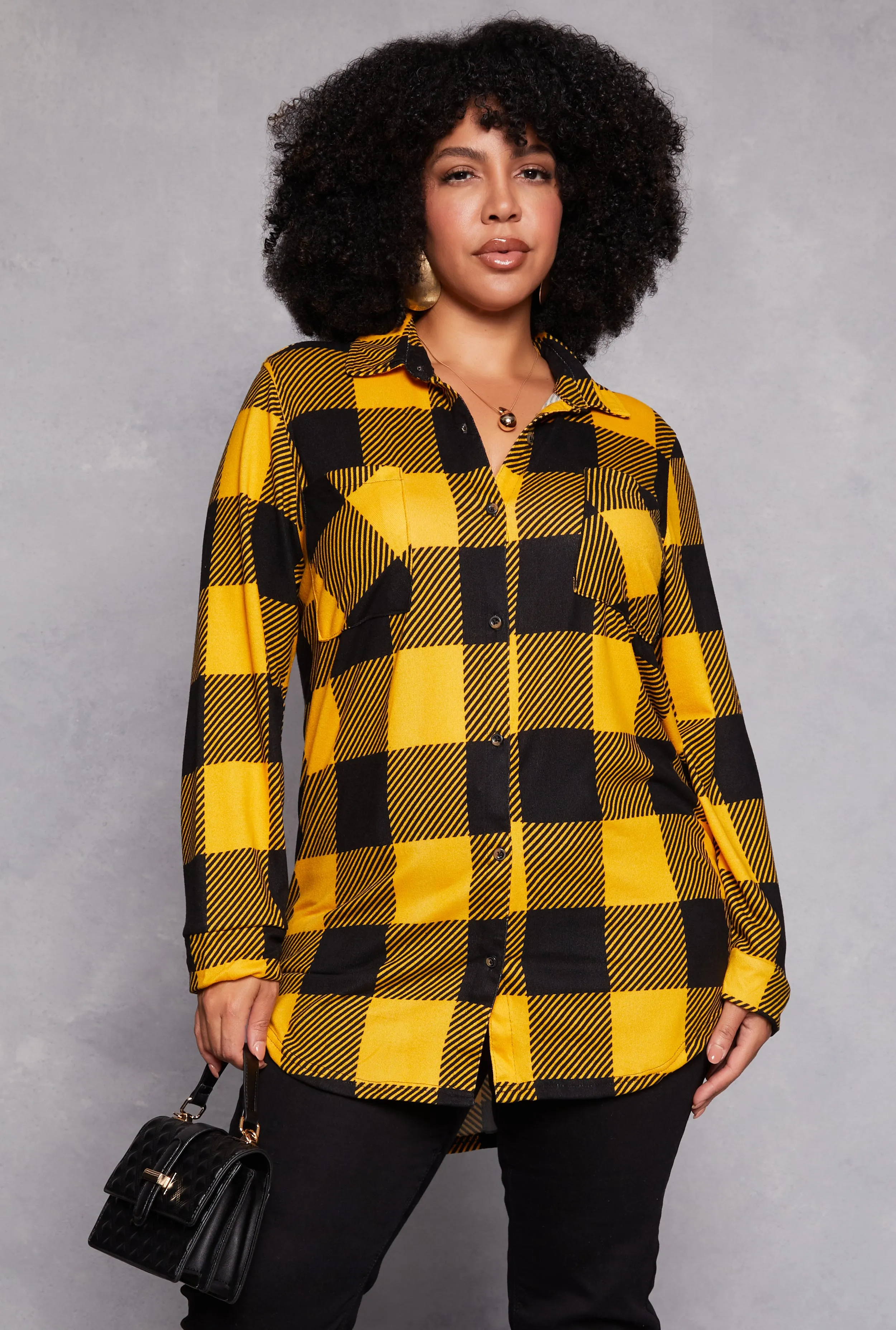 Plus Size Buffalo Plaid Tunic Shirt sold by Rainbow