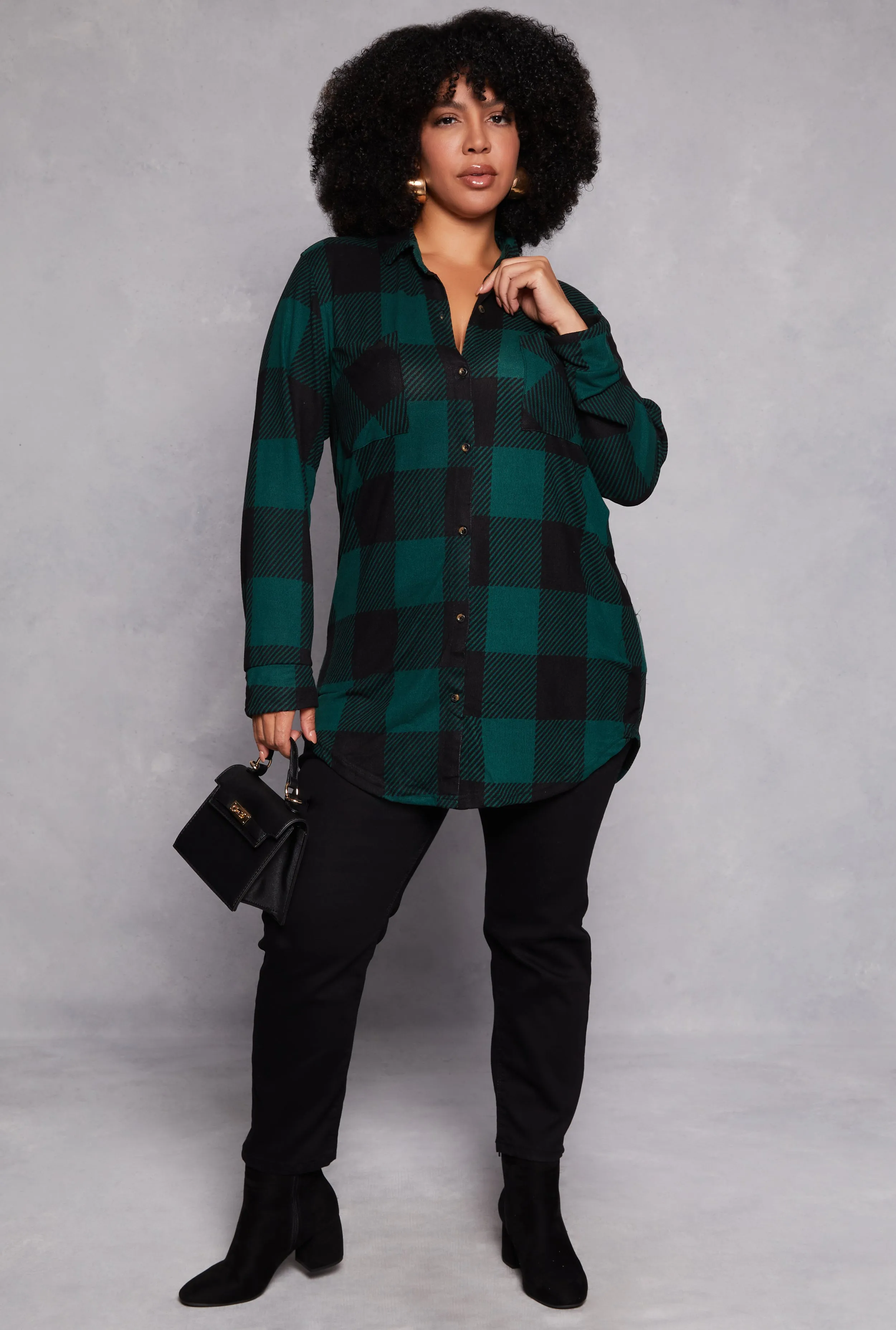 Plus Size Buffalo Plaid Tunic Shirt sold by Rainbow product image thumbnail 2