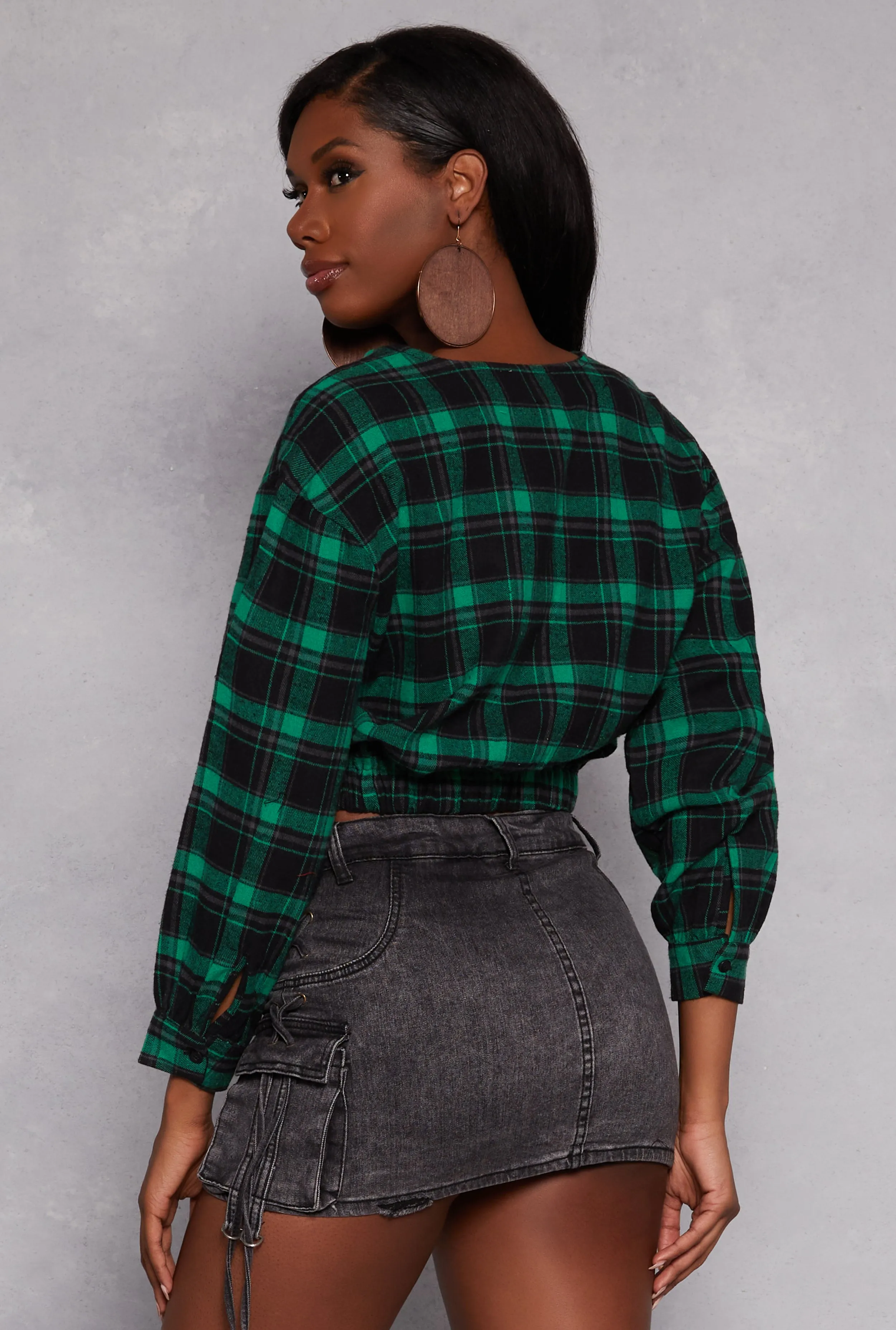 Spoon Jeans Plaid Faux Wrap Crop Top sold by Rainbow product image thumbnail 3