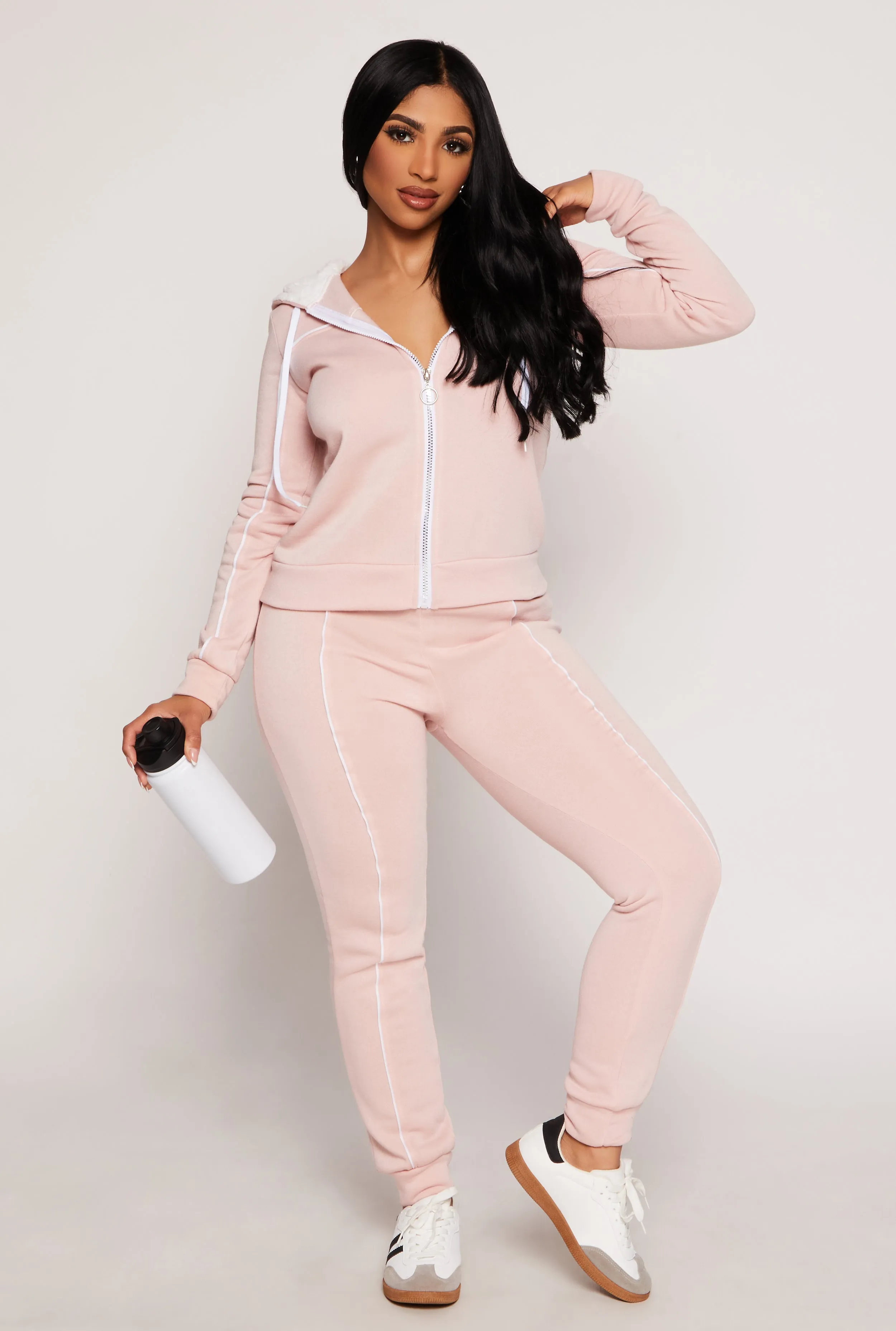 Fleece Contrast Pintuck Joggers sold by Rainbow