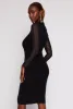 Shadow Stripe Lurex Mesh Mock Neck Midi Dress sold by Rainbow