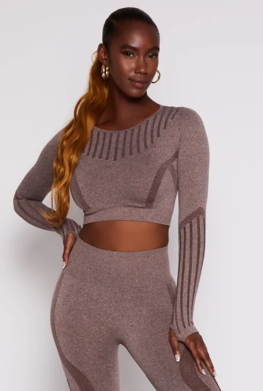 Seamless Laser Cut Long Sleeve Crop Top sold by Rainbow