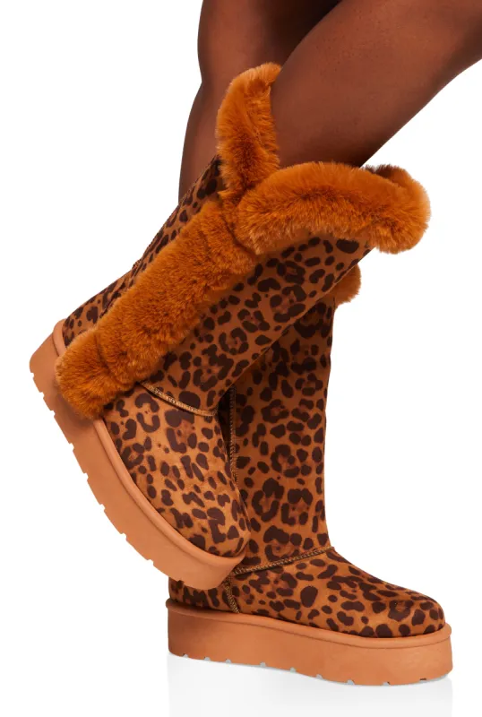 Faux Fur Lined Platform Tall Boots sold by Rainbow