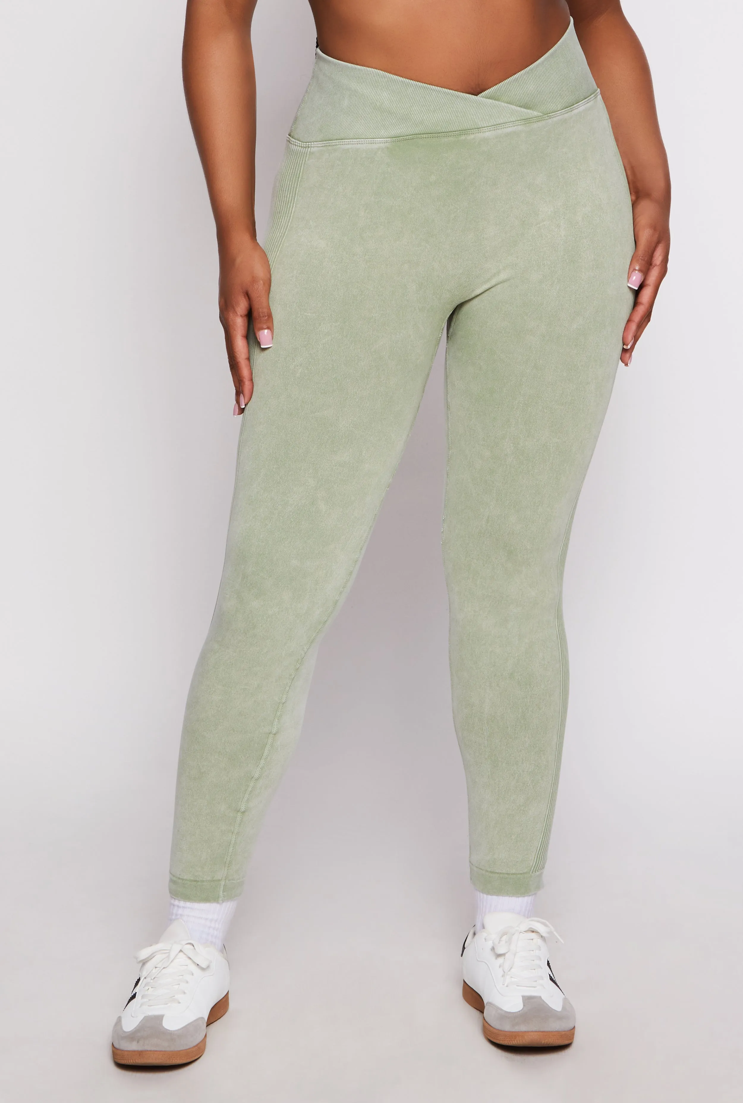 Plus Size Ribbed Knit High Waisted Crossover Leggings sold by Rainbow product image thumbnail 2