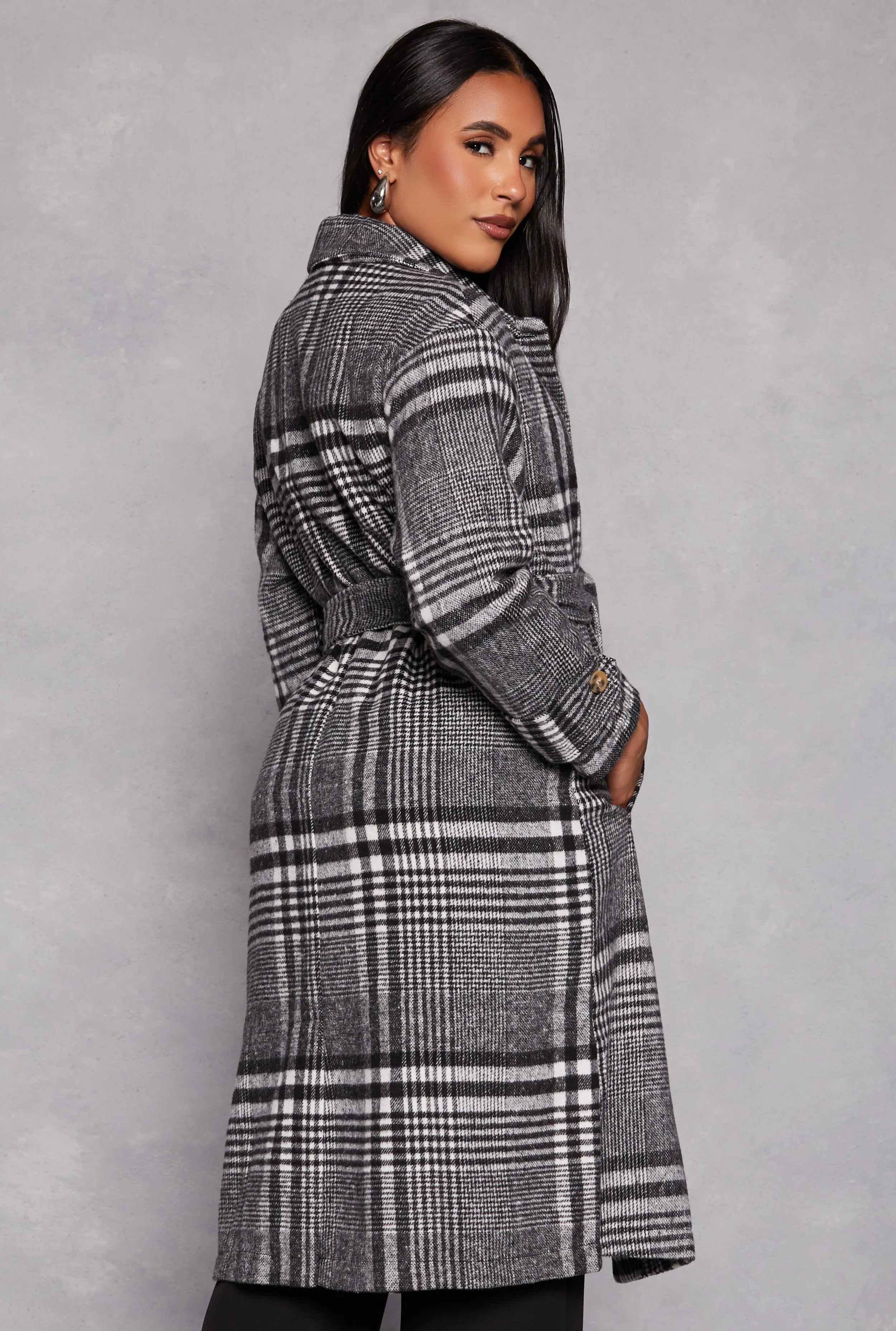 Spoon Jeans Plaid Tie Waist Wrap Coat sold by Rainbow product image thumbnail 3