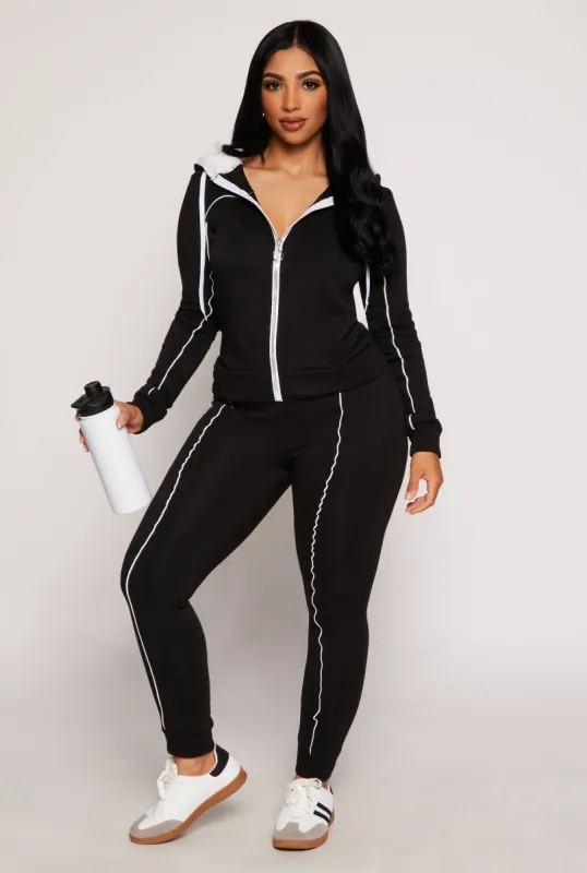 Fleece Contrast Pintuck Joggers sold by Rainbow