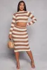Striped High Waisted Midi Pencil Skirt sold by Rainbow