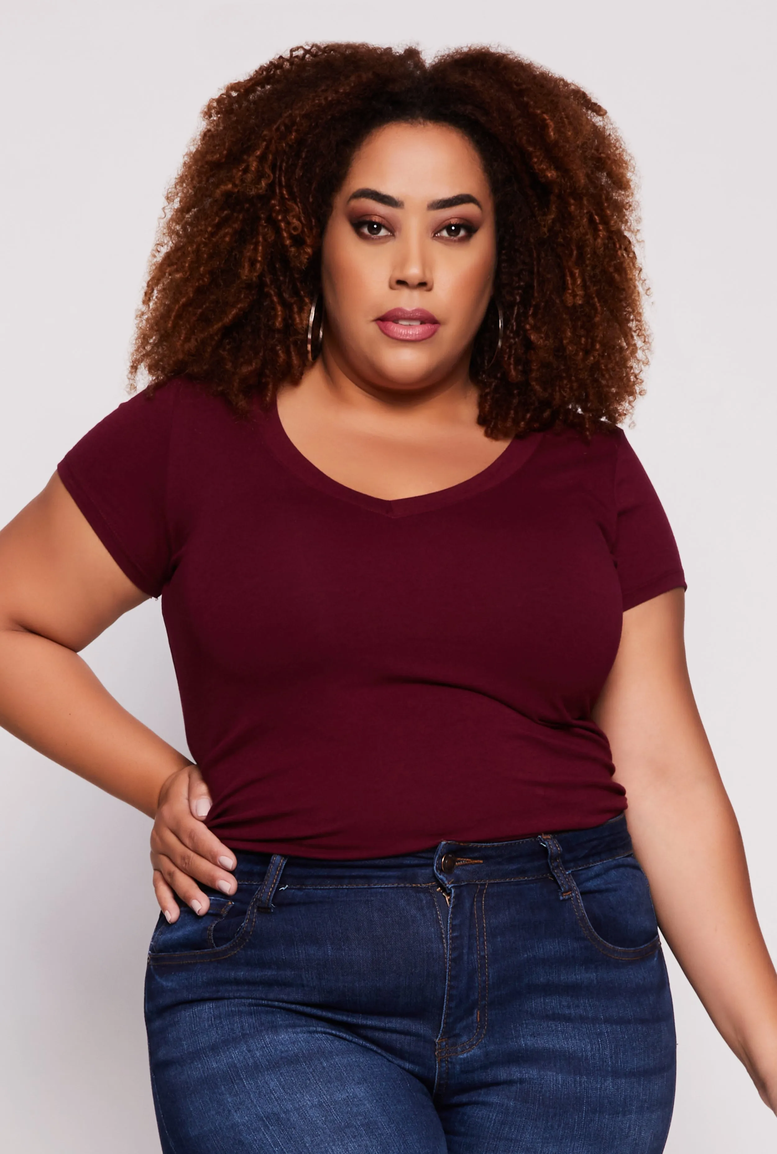 Plus Size V Neck Tee sold by Rainbow