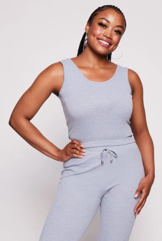 Plus Size Ribbed Knit Scoop Neck Tank Top sold by Rainbow