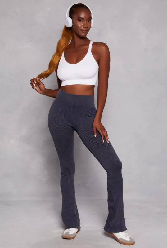Ribbed High Waist Flare Yoga Pants sold by Rainbow