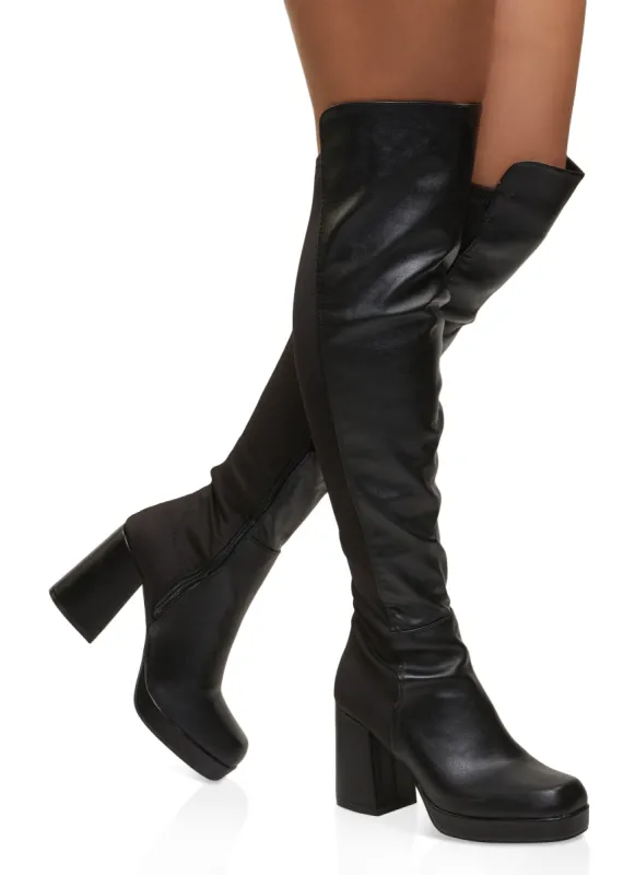 Platform Block Heel Over the Knee Boots sold by Rainbow