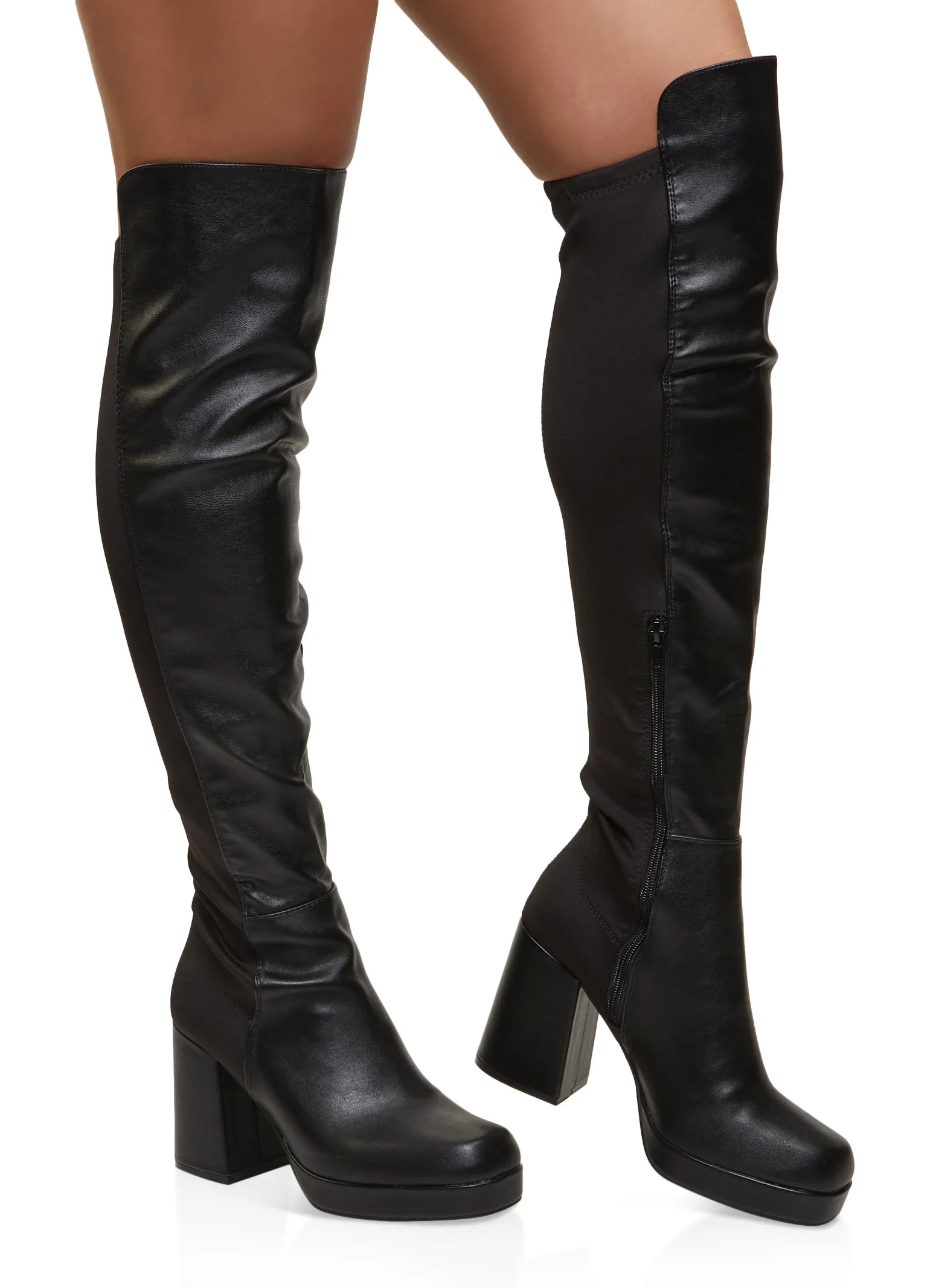 Platform Block Heel Over the Knee Boots sold by Rainbow product image thumbnail 2