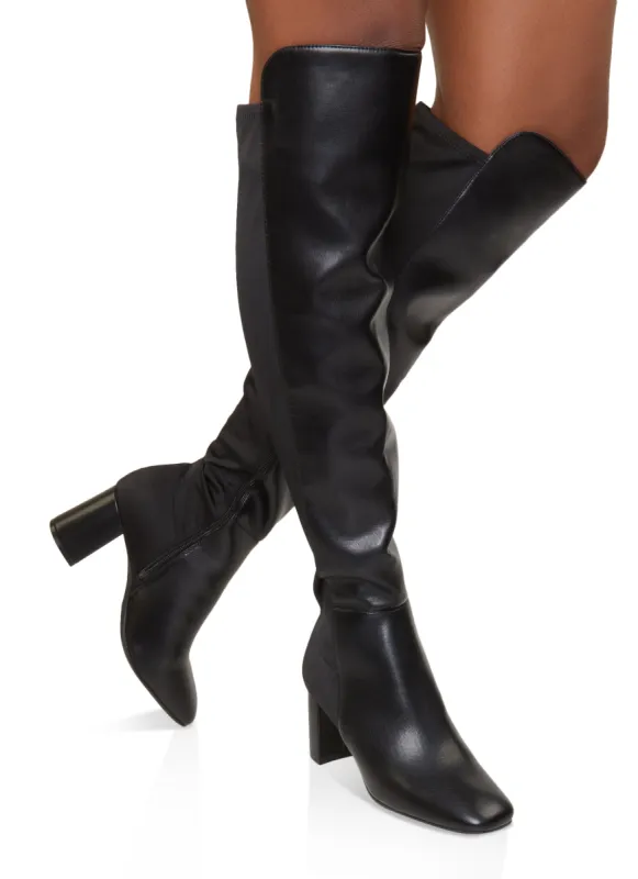 Elastic Back Block Heel Tall Boots sold by Rainbow