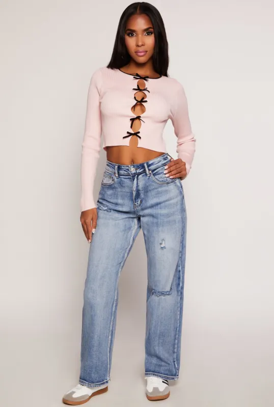 WAX Distressed Loose Fit Wide Leg Jeans sold by Rainbow