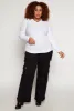 Plus Size Rib Knit V Neck Long Sleeve Top sold by Rainbow