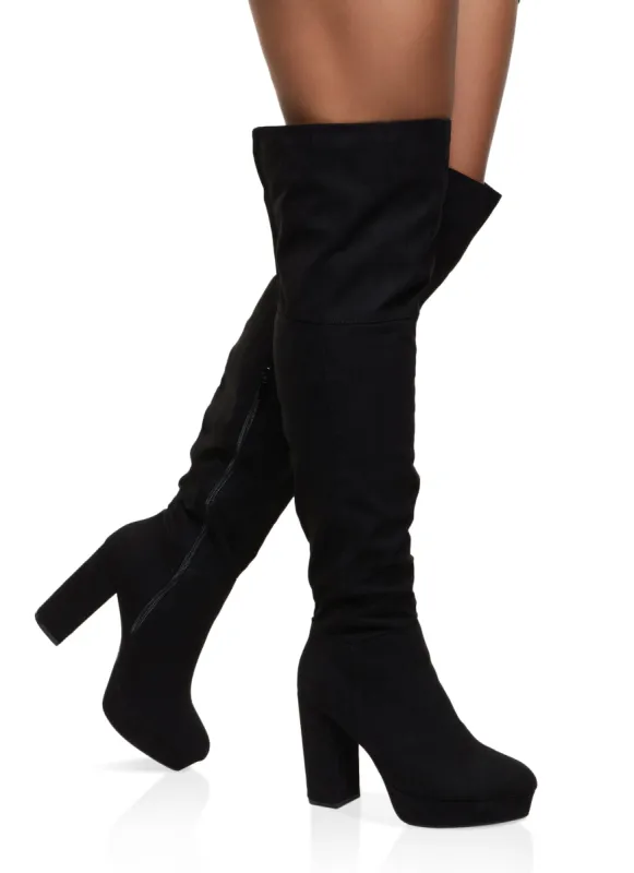 Pointed Toe Platform Over the Knee Boots sold by Rainbow