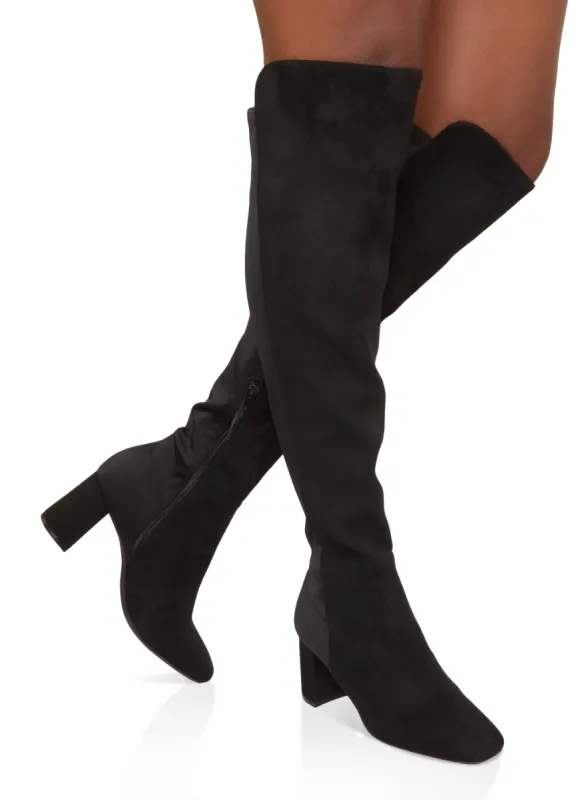 Elastic Back Block Heel Tall Boots sold by Rainbow