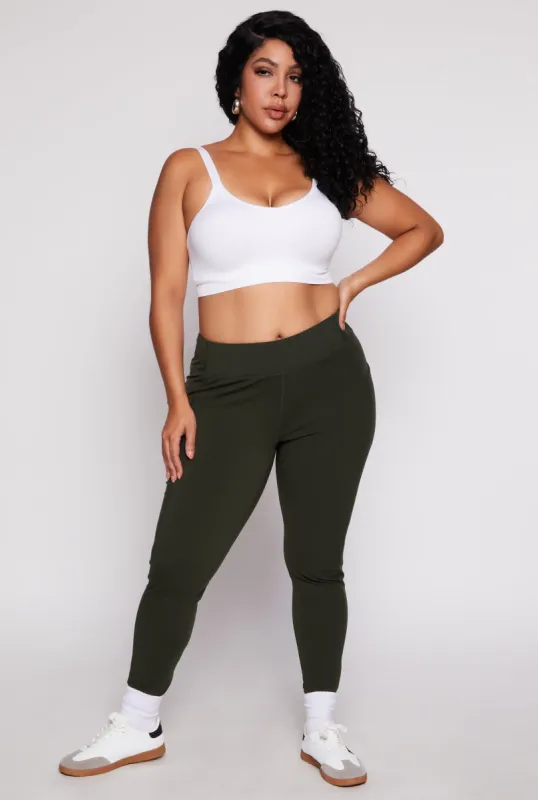 Plus Size Fleece Lined High Waist Leggings sold by Rainbow