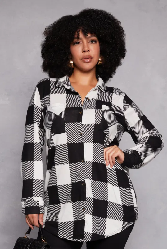 Plus Size Buffalo Plaid Tunic Shirt sold by Rainbow