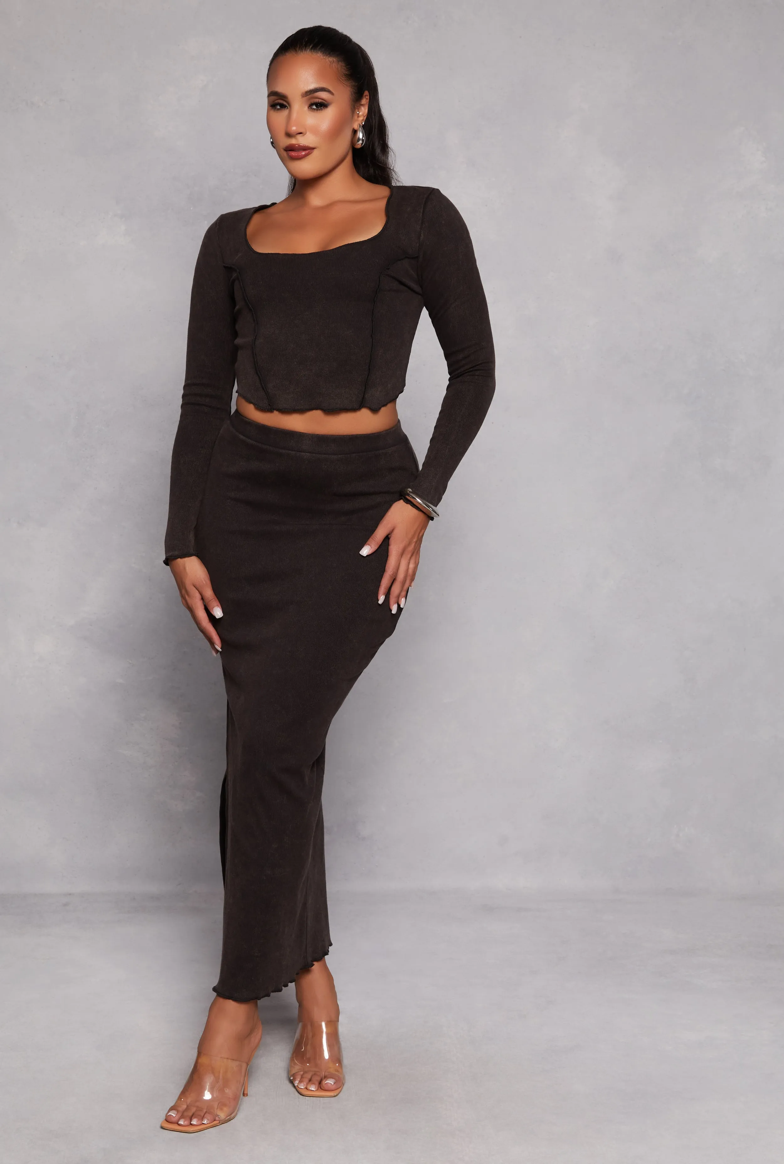 Madden Girl Rib Knit Lettuce Edge Crop Top sold by Rainbow product image thumbnail 2