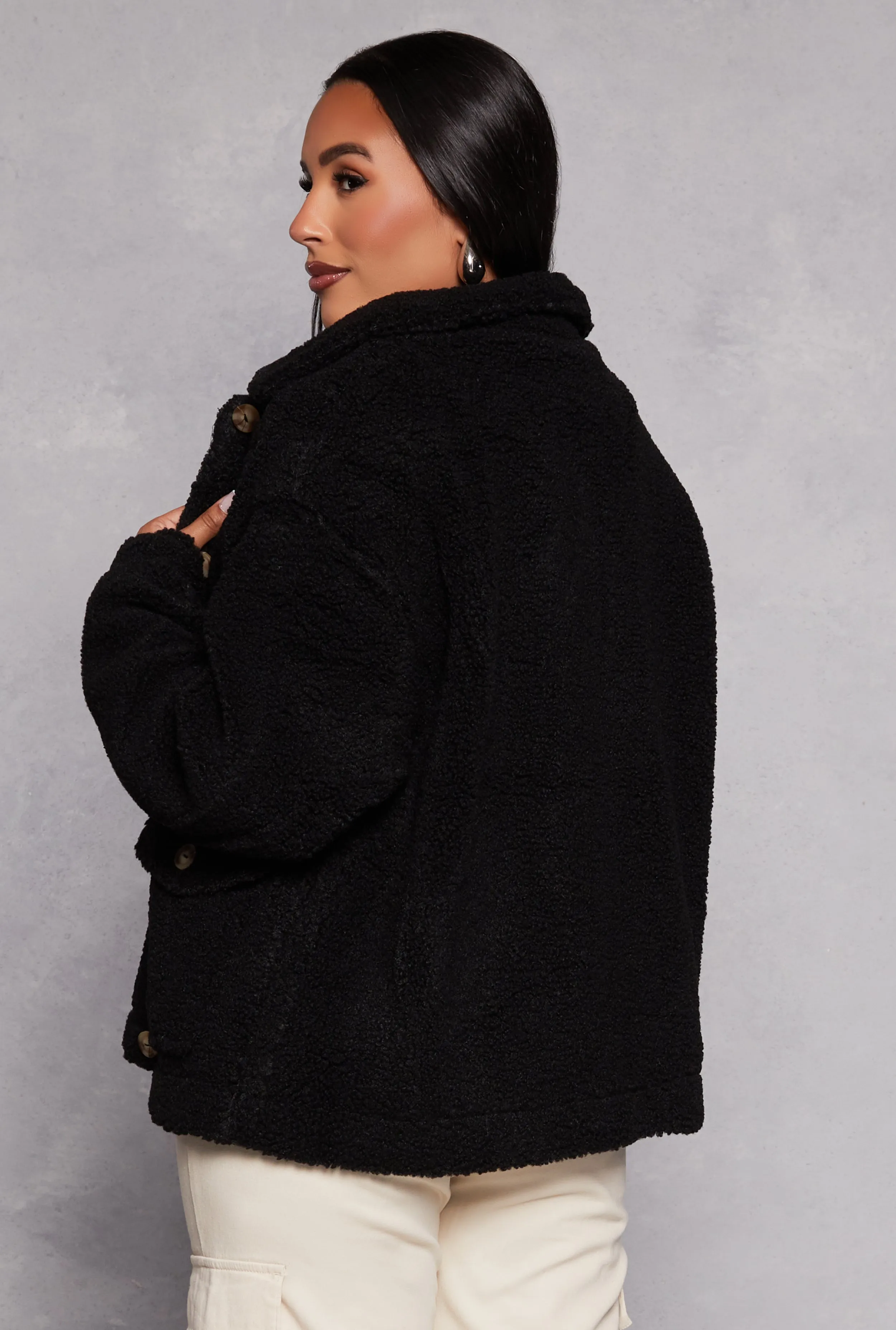 Ambiance Sherpa Teddy Shacket sold by Rainbow product image thumbnail 3