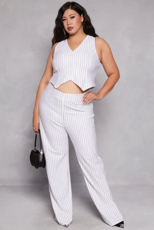 Plus Size Stretch Pinstripe Wide Leg Pants sold by Rainbow