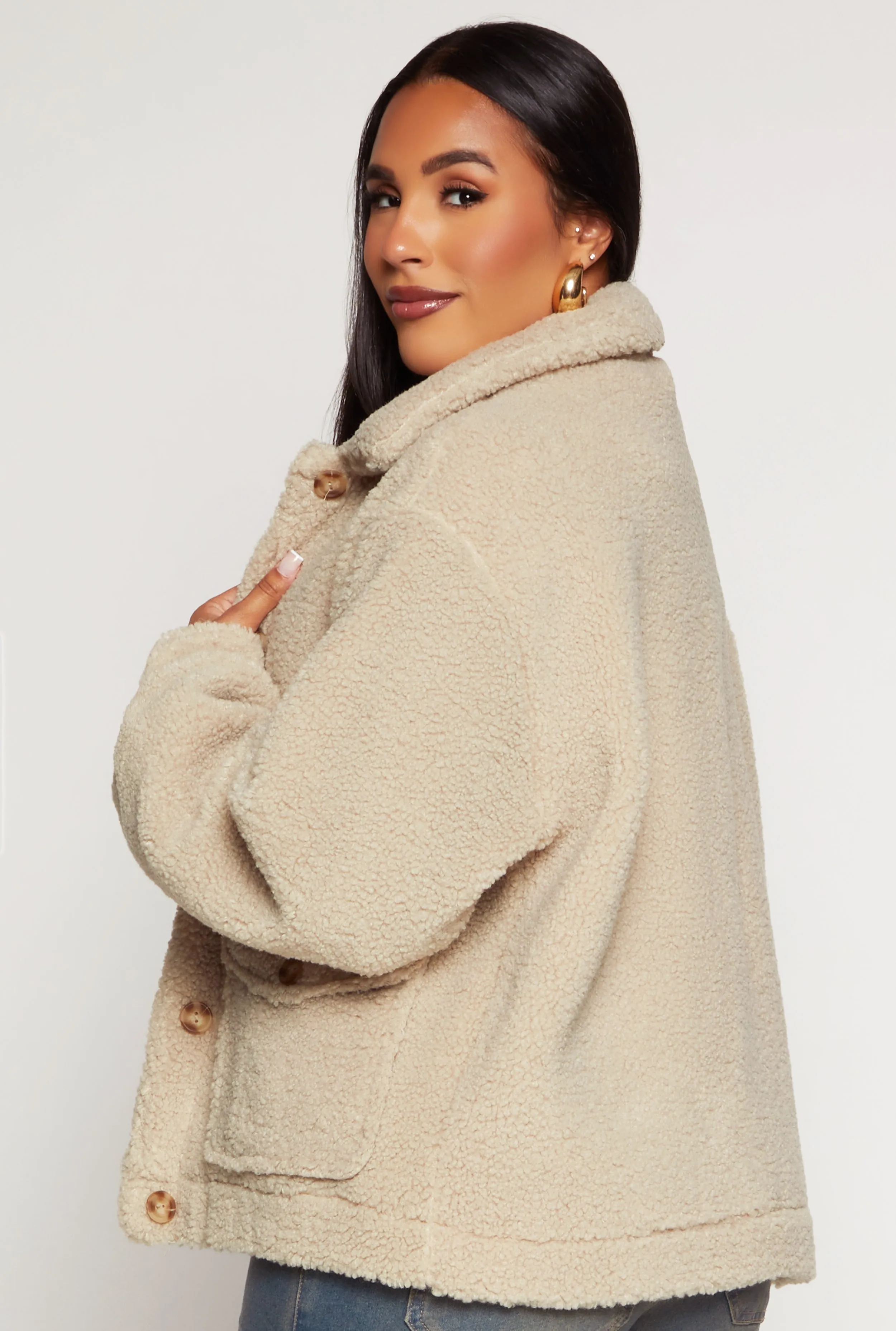 Ambiance Sherpa Teddy Shacket sold by Rainbow product image thumbnail 3