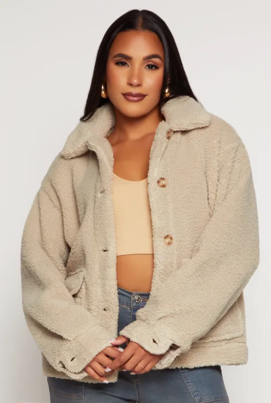 Ambiance Sherpa Teddy Shacket sold by Rainbow