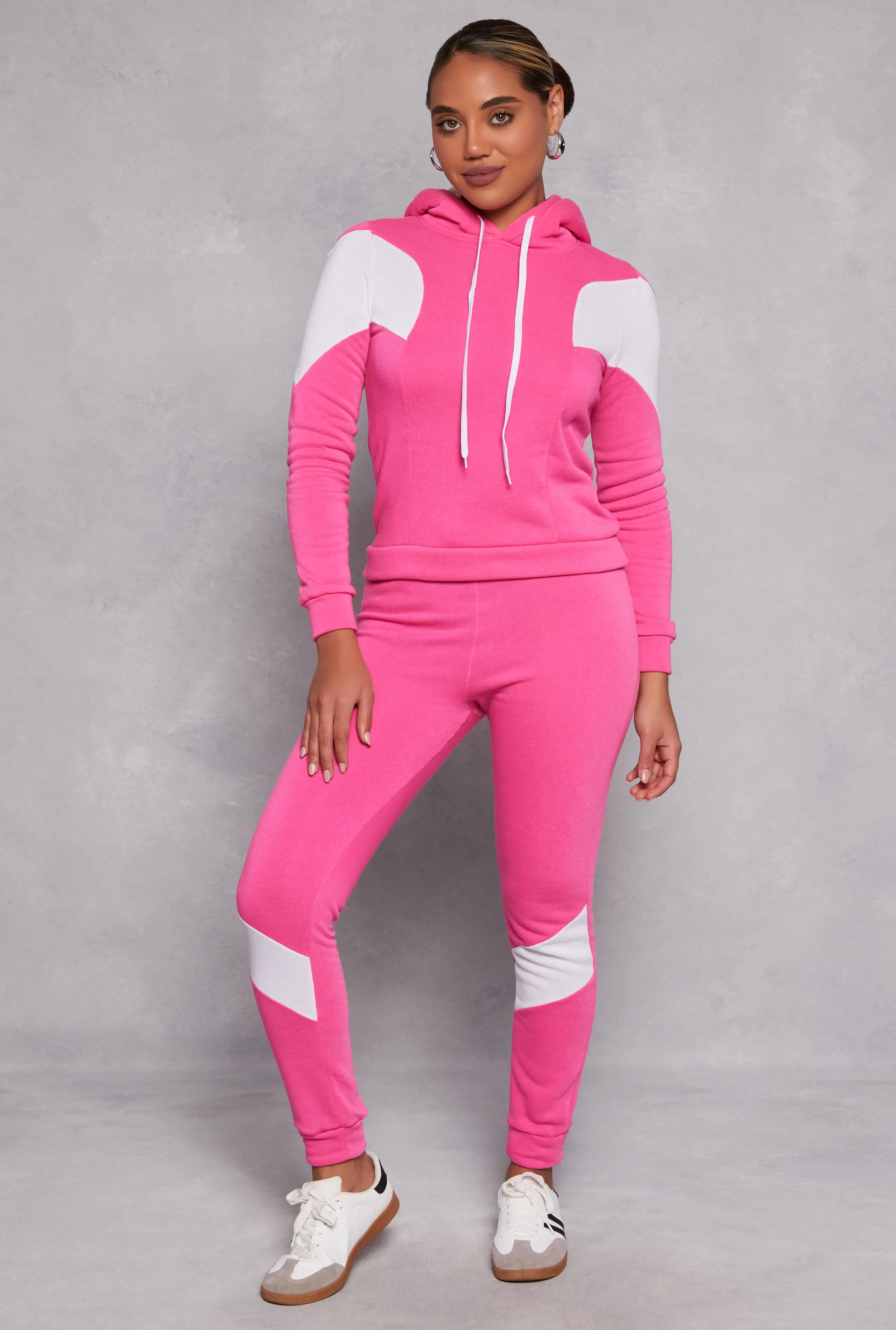 Color Block Sherpa Lined Pullover Hoodie sold by Rainbow product image thumbnail 2