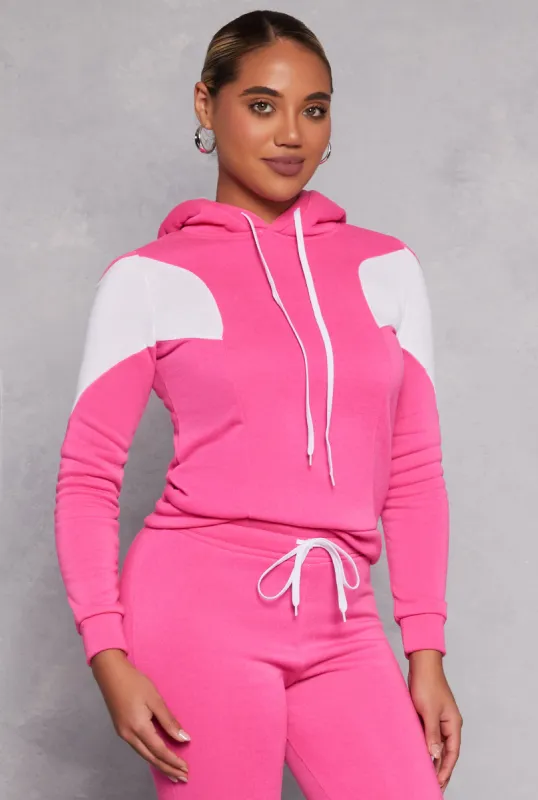 Color Block Sherpa Lined Pullover Hoodie sold by Rainbow