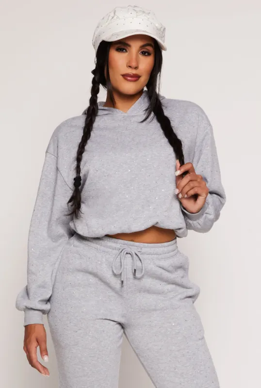 Almost Famous Rhinestone Bubble Hem Hoodie sold by Rainbow