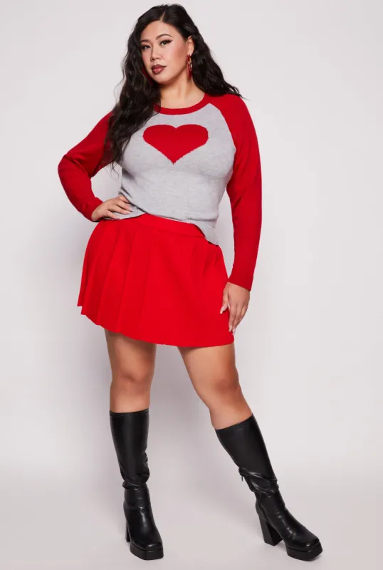 Plus Size Daisy Knit Pleated Mini Skort sold by Rainbow