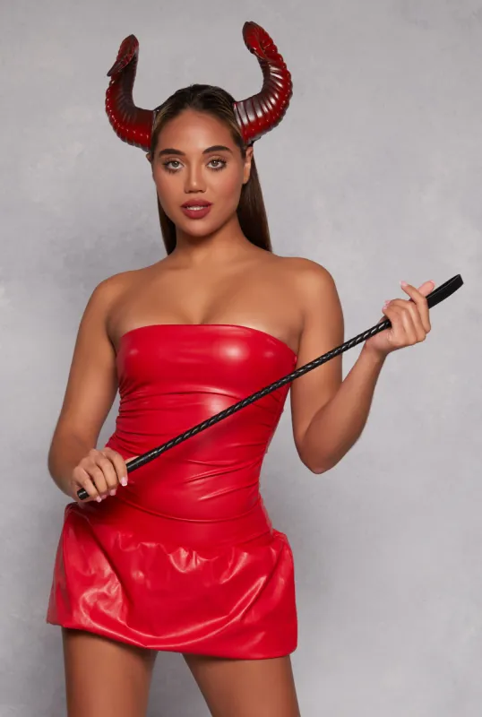 Almost Famous Faux Leather Bubble Hem Mini Dress sold by Rainbow