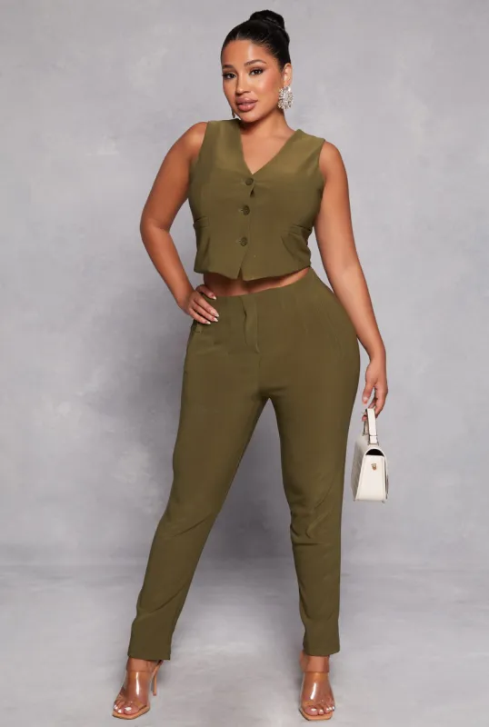 Iris Crepe Knit High Waisted Dress Pants sold by Rainbow