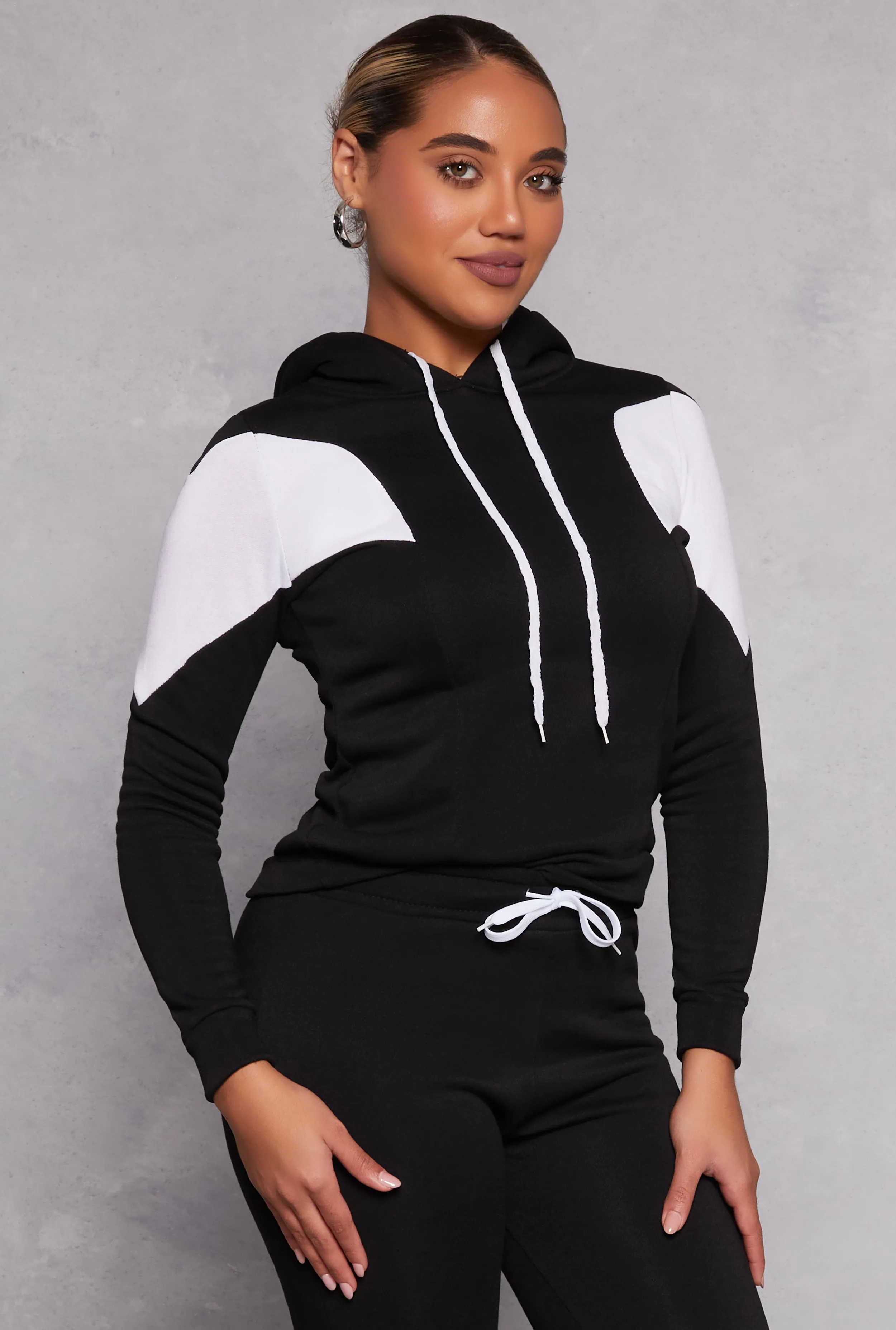 Color Block Sherpa Lined Pullover Hoodie sold by Rainbow