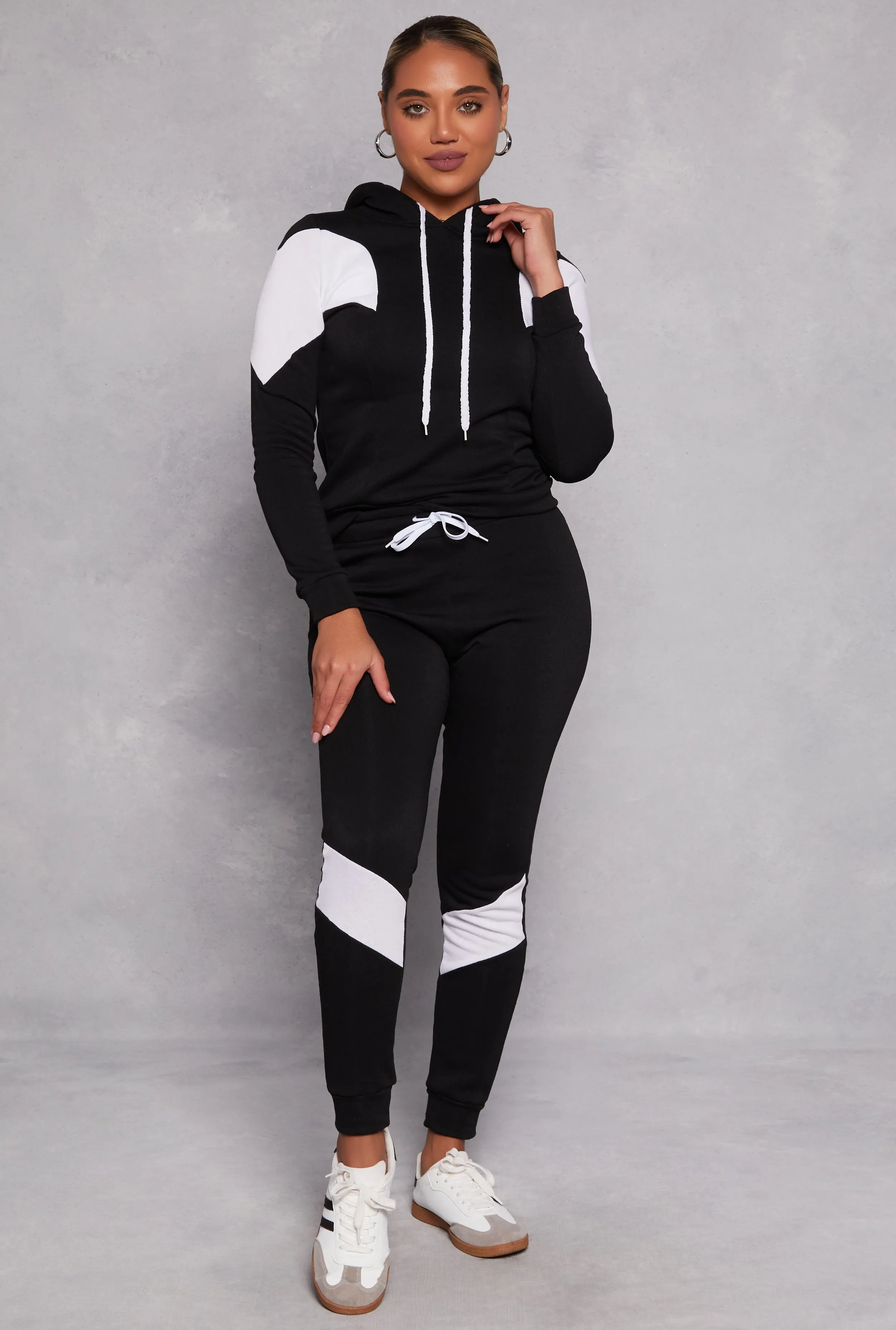 Color Block Sherpa Lined Pullover Hoodie sold by Rainbow product image thumbnail 2