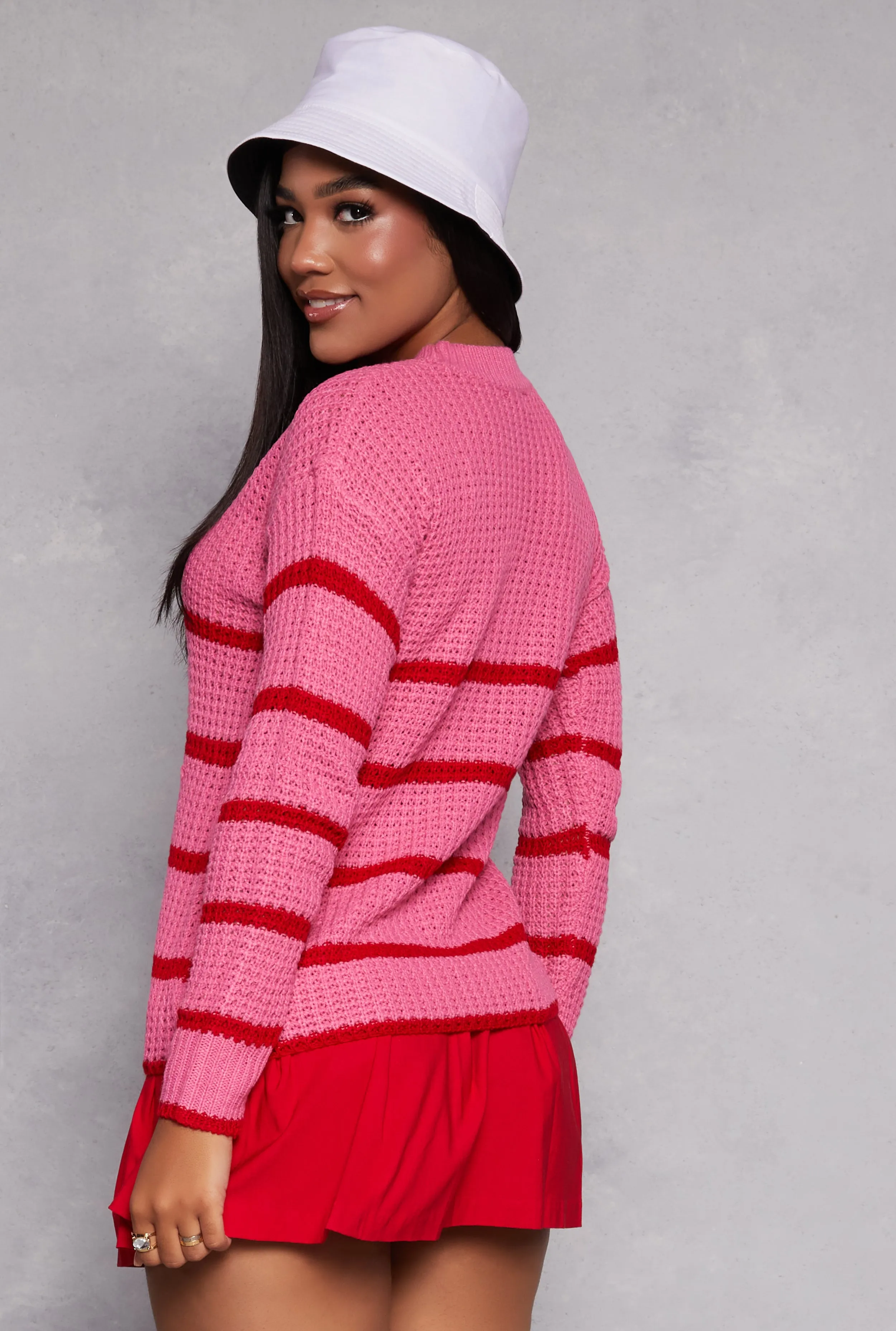 Knit Striped Crew Neck Pullover Sweater sold by Rainbow product image thumbnail 3