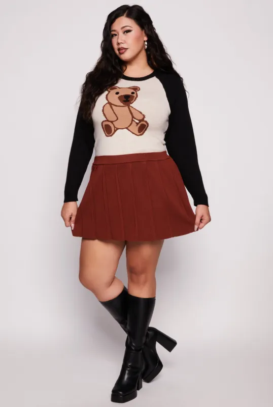 Plus Size Daisy Knit Pleated Mini Skort sold by Rainbow