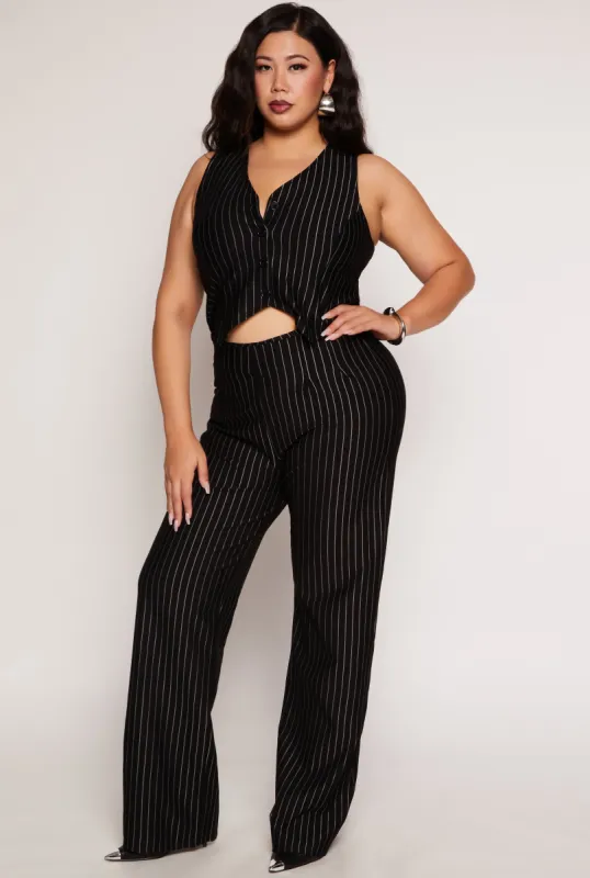 Plus Size Stretch Pinstripe Wide Leg Pants sold by Rainbow