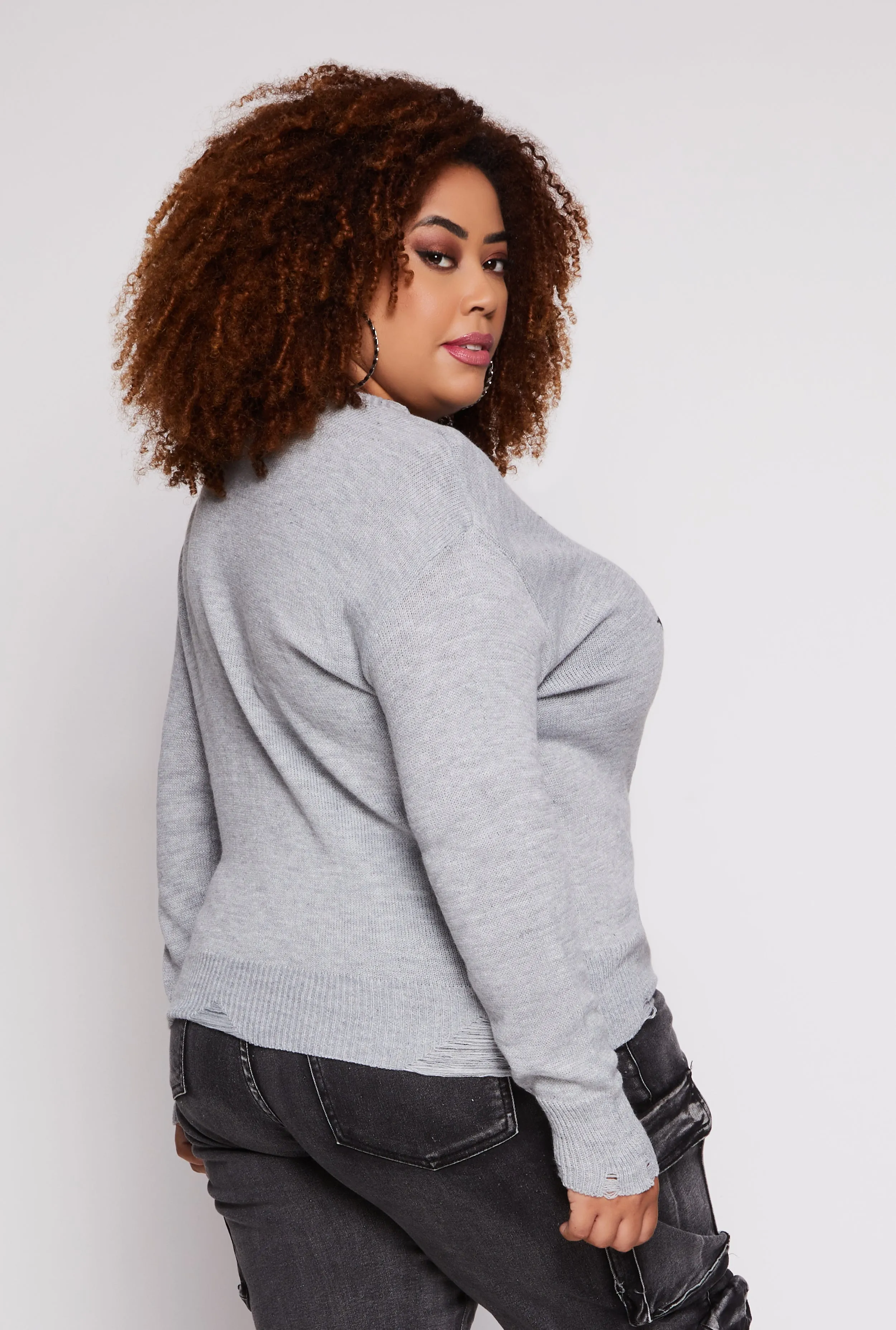 Plus Size Star Distressed Sweater sold by Rainbow product image thumbnail 3